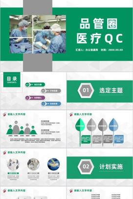 品管圈医疗QC质量管理医生护士成果工作汇报通用PPT模板