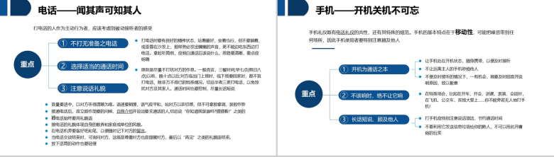 全面蓝色职场礼仪实用商务社交礼仪心得体会通用PPT模板-14