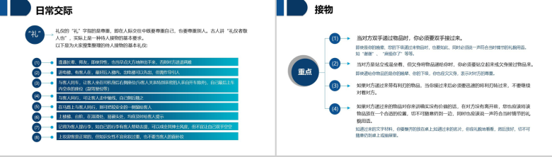 全面蓝色职场礼仪实用商务社交礼仪心得体会通用PPT模板-16