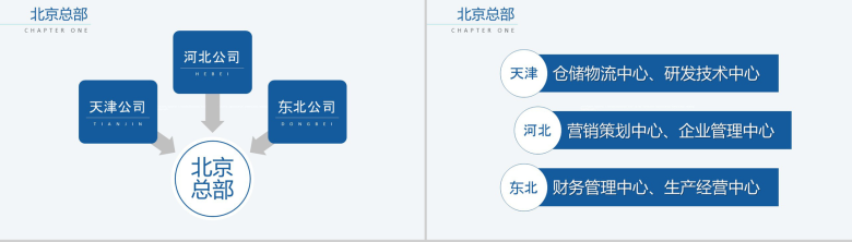 大气蓝色组织结构图PPT模板-4