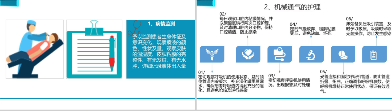 蓝白护理查房专用医疗PPT模板-8