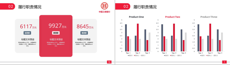 红黑工商银行客户经理述职报告PPT模板-9