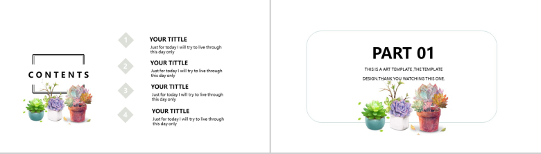 小清新多肉通用企业宣传PPT模板-2