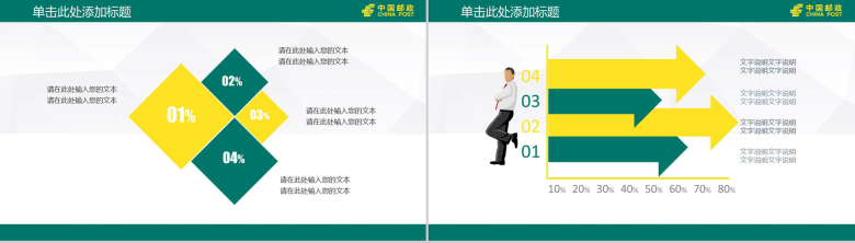 扁平化中国邮政银行专用工作汇报PPT模板-10