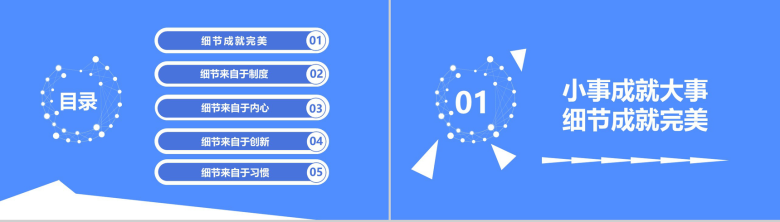 蓝色小事成就大事细节成就完美企业文化管理活动理念PPT模板-2