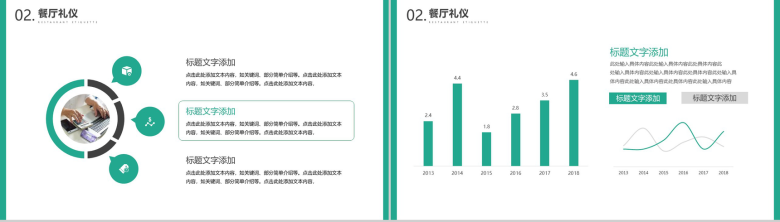 绿色餐饮服务员礼仪培训PPT模板-5