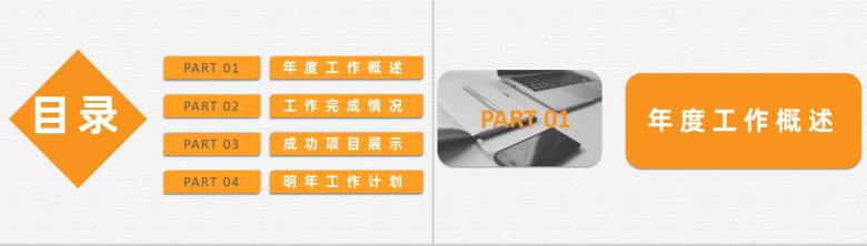 橙色商务风格公司企业年终工作总结汇报PPT模板-2