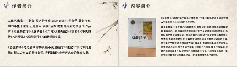 中小学生必读文学著作骆驼祥子老舍作品赏析心得PPT模板-3