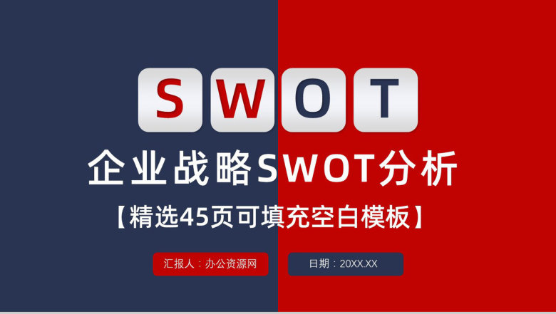 员工部门工作汇报SWOT分析案例企业战略优势劣势PPT模板-1