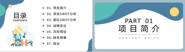 扁平风员工部门SWOT项目分析工作汇报PPT模板-2