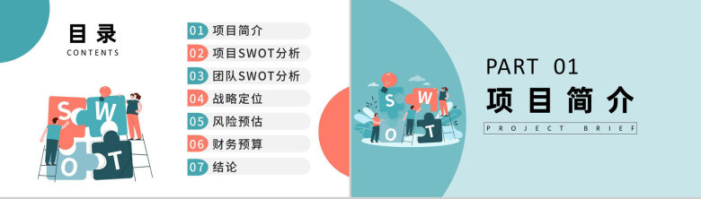 湖绿色扁平风战略汇报SWOT分析企业策略PPT模板-2