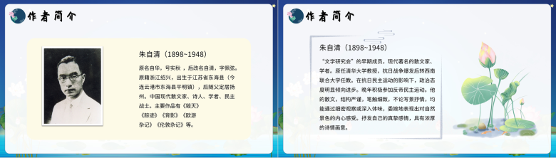 学校教育培训课件朱自清《荷塘月色》散文作品赏析导读通用PPT模板-5