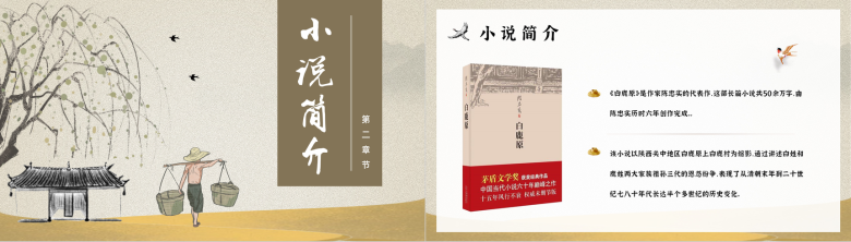 中国作家陈忠实代表作之一《白鹿原》长篇小说介绍好词好句摘抄鉴赏分析读后感分享PPT模板-4