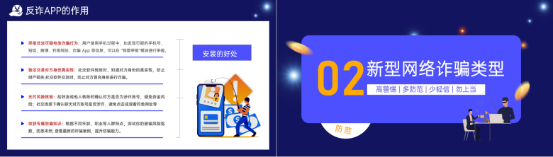蓝色国家反诈中心APP宣传防电信诈骗安全教育课程PPT模板-4