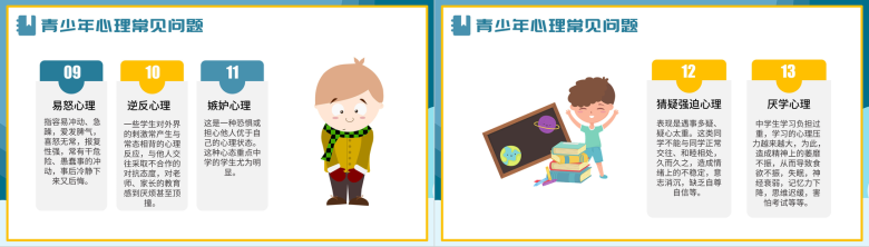 卡通青少年心理健康咨询教育培训PPT模板-7