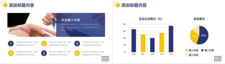 蓝黄色商务数据复盘总结分析项目情况PPT模板-3