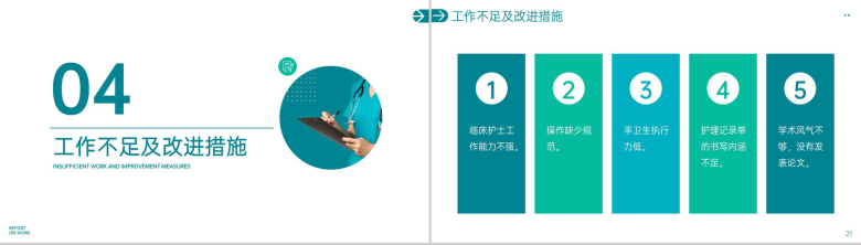 简洁绿色手术科护士医生述职报告医疗工作汇报PPT模板-11