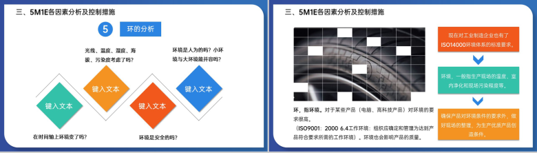 创意蓝色5M1E人机料法环测分析及运用培训PPT模板-13