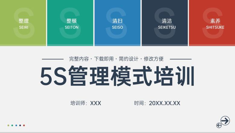 简约风5S管理模式培训生产车间现场作业规范PPT模板-1
