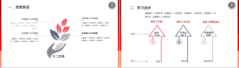 红色简约风国家奖学金申请答辩学业展望PPT模板-3