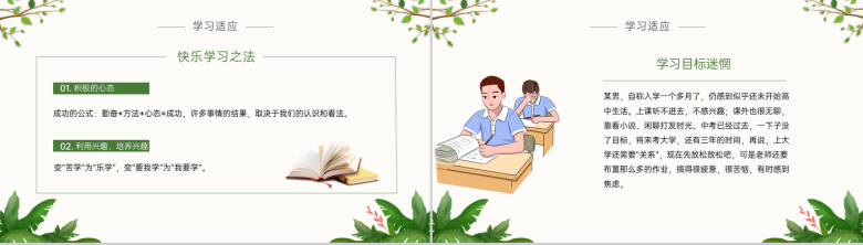 绿色扁平风高中新生开学人际学习方面心理疏导PPT模板-8