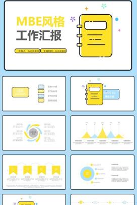 黄色清新动态MBE风格工作汇报PPT模板