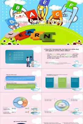 可爱卡通简约英语演讲教育教学汇报总结PPT模板