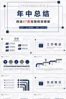 蓝色科技风20XX年公司年中总结工作总结新年计划个人思想工作情况汇报PPT模板