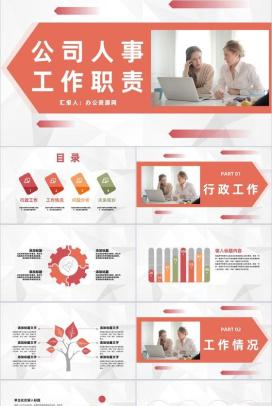 公司人事工作岗位职责梳理行政人事管理工作总结及计划PPT模板