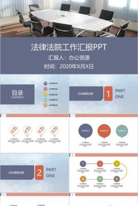 蓝色商务法律主题工作辞职报告工作总结PPT模板