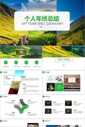 绿色简约大气个人实习转正述职报告年终总结PPT模板