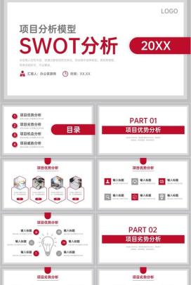 公司项目策划SWOT案例分析总计市场竞争需求情况汇总报告PPT模板