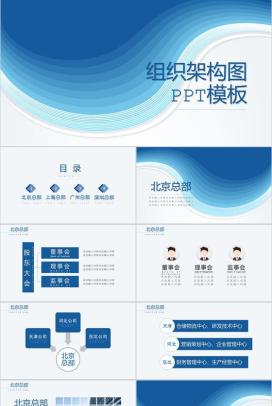 大气蓝色组织结构图PPT模板