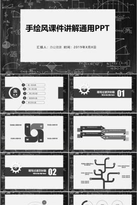黑板创意手绘风教育教学课件讲解PPT模板