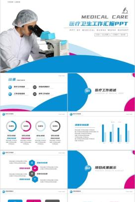 蓝白大气简约医疗卫生工作汇报PPT模板