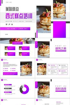 精美清新唯美西式糕点烹饪培训PPT模板