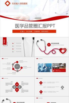 创意护理品管圈模板医学医疗行业汇报PPT模板