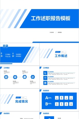 深蓝色商务风工作述职报告PPT模板
