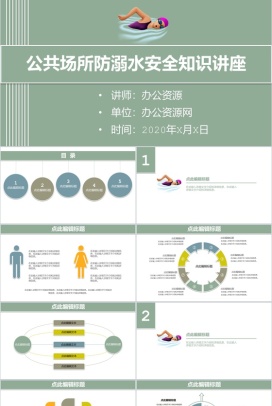 公共场所防溺水安全教育知识摘抄内容总结PPT模板