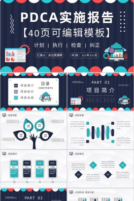 PDCA循环的四个阶段介绍项目质量管理体系要求培训PPT模板