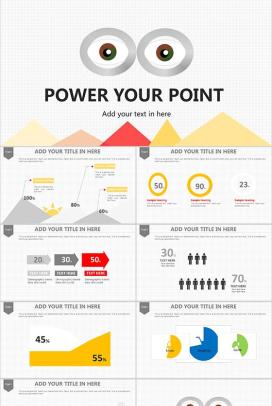 小眼睛商务模板白色大气PPT模板