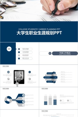 扁平化大学生职业生涯规划书范文PPT模板