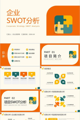 简约SWOT分析方法介绍竞争分析项目汇报PPT模板