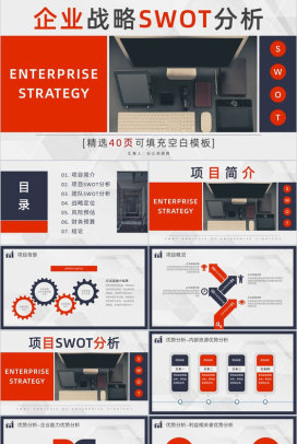 企业战略SWOT自我分析方法优势分析PPT模板