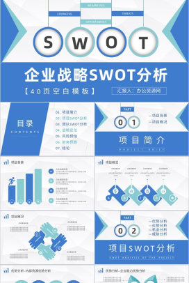 企业战略SWOT分析方法介绍项目分析报告总结PPT模板