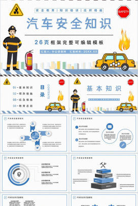 汽车防火的基本措施车辆防火安全措施消防知识夏季车辆防火安全知识PPT模板