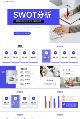企业战略SWOT分析矩阵威胁机会分析PPT模板