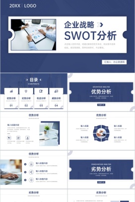 SWOT矩阵案例分析企业产品发展情况整理计划书PPT模板