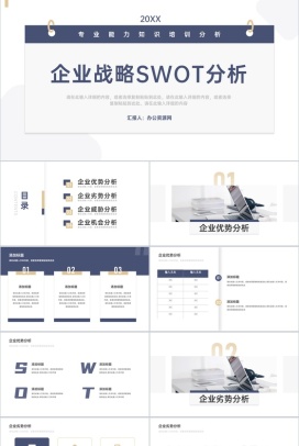 SWOT市场分析方法优势劣势威胁分析PPT模板