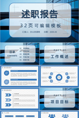 高管述职报告项目计划项目概述目标年终汇报总结PPT模板